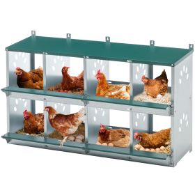 8 Compartment Chicken Nesting Boxes,For Laying Eggs, Metal Poultry Nest Box Wall Mount for Chickens, Hens, Large Vented Holes Chicken Coop Box (Color: as Pic)