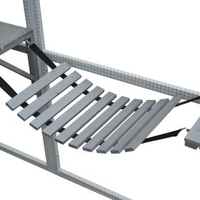 Outdoor Cat House Cat Enclosures 110" Large Kitten Playpen with Platforms,Upgrade Waterproof Cover-Grew&White (Color: as Pic)